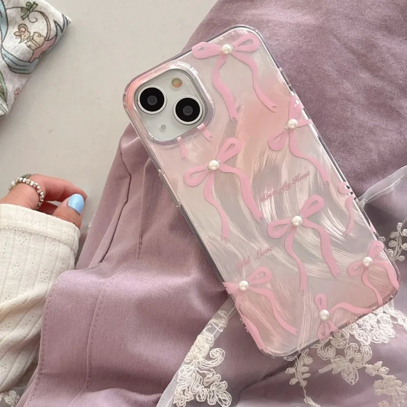Coquette Fairy Pearl Pink Bow Phone Case