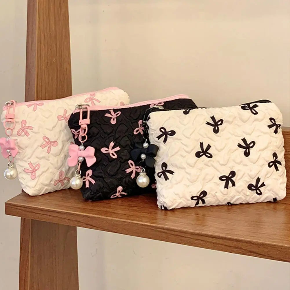 Coquette Darling Bow Design Makeup Bag