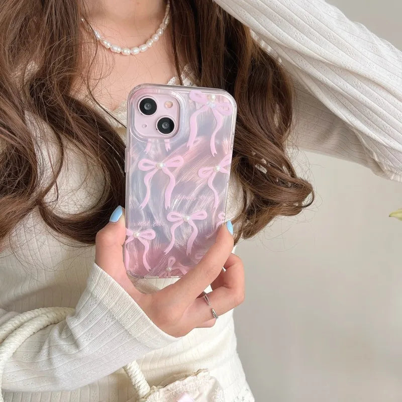 Coquette Fairy Pearl Pink Bow Phone Case