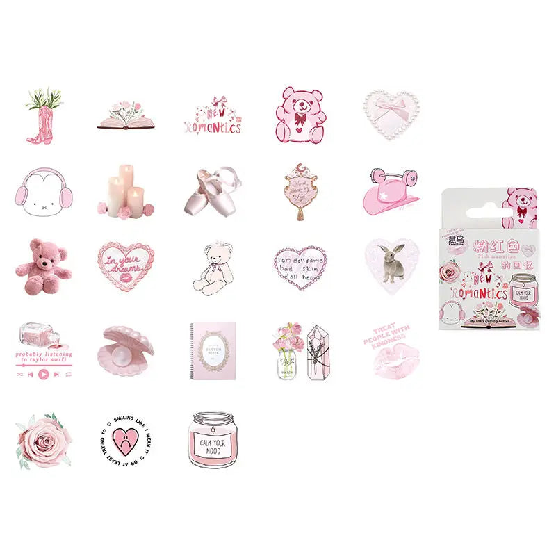 Coquette Cute Bunny & Bear Pink Graffiti Stickers