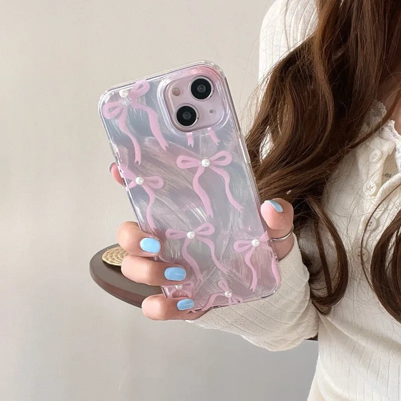 Coquette Fairy Pearl Pink Bow Phone Case