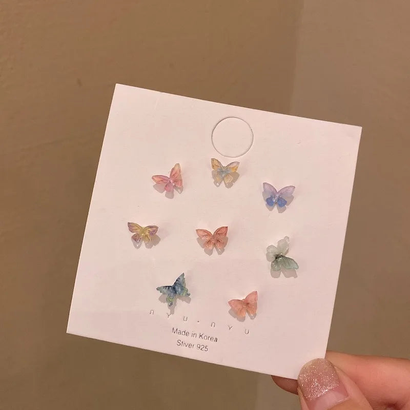 Coquette Blue & Green Butterfly Earrings Set