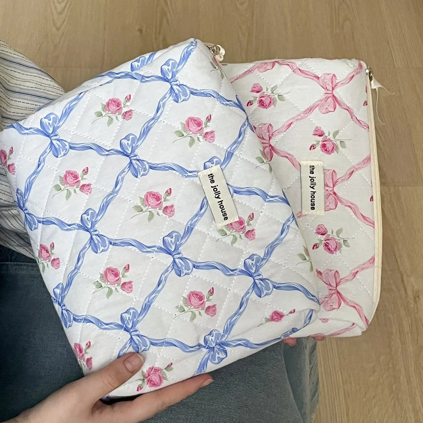 Coquette Large Capacity Floral Quilted Makeup Bag