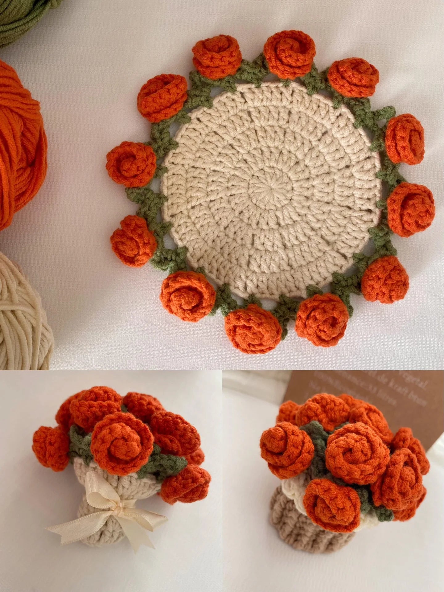 Coquette Handwoven Rose Bouquet Coaster