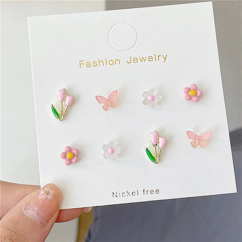 Coquette Blue & Green Butterfly Earrings Set