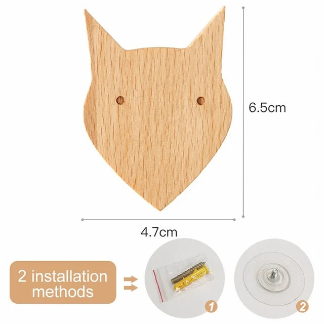 Cute Animal Wooden Hooks for Room Decor