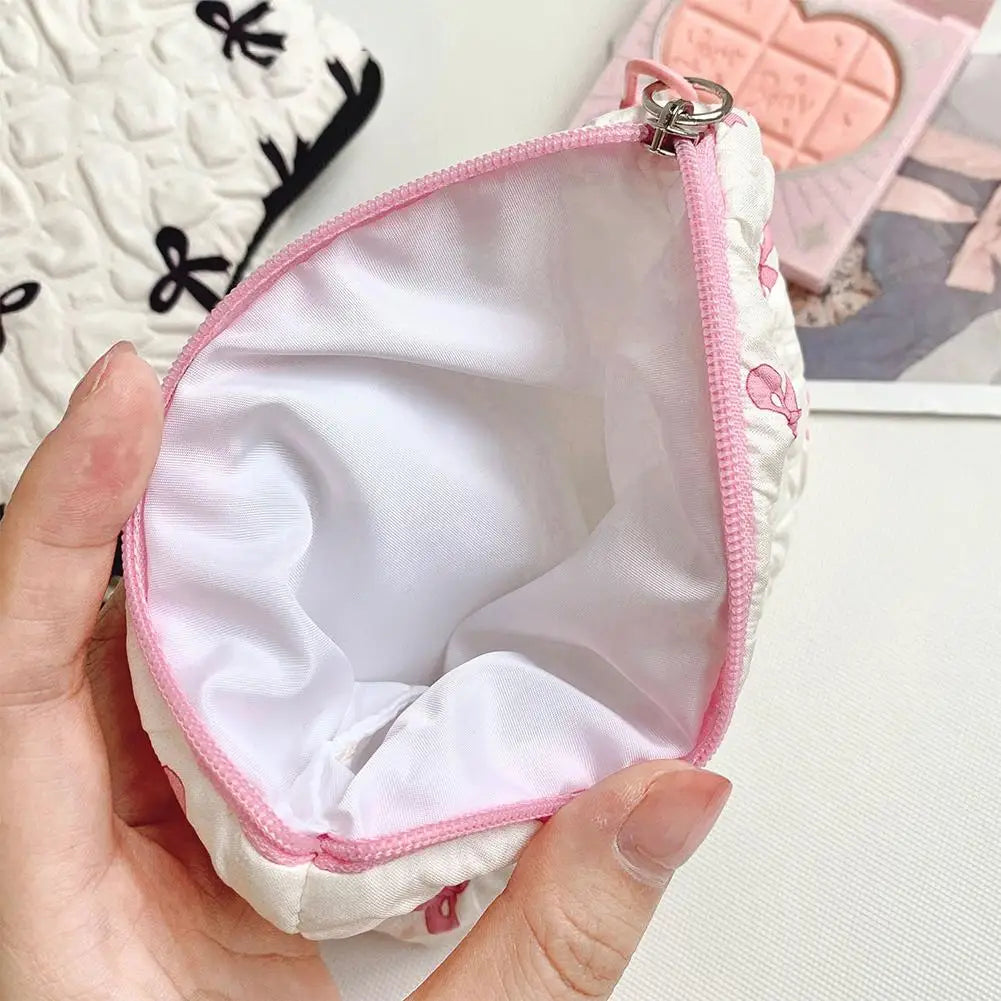 Coquette Darling Bow Design Makeup Bag