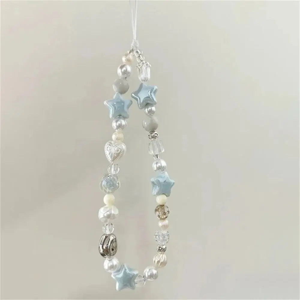 Ocean Blue Handmade Beaded Phone Charm