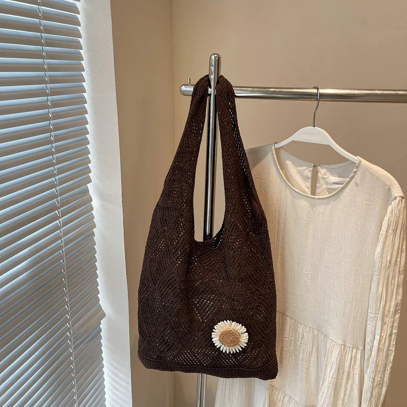 Coquette Crochet Flower Tote Bag
