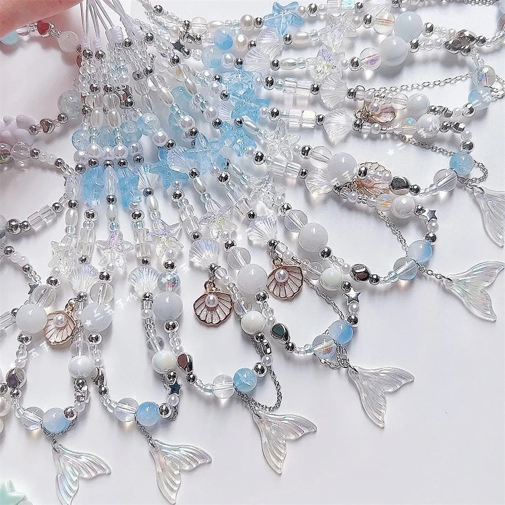 Coquette Dreamy Mermaid Shell Beaded Phone Charm Strap