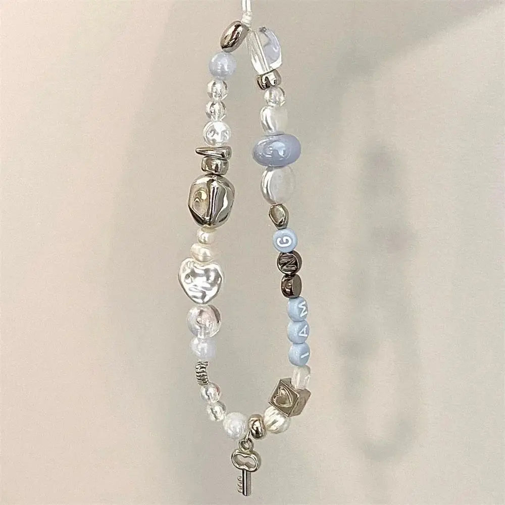 Ocean Blue Handmade Beaded Phone Charm