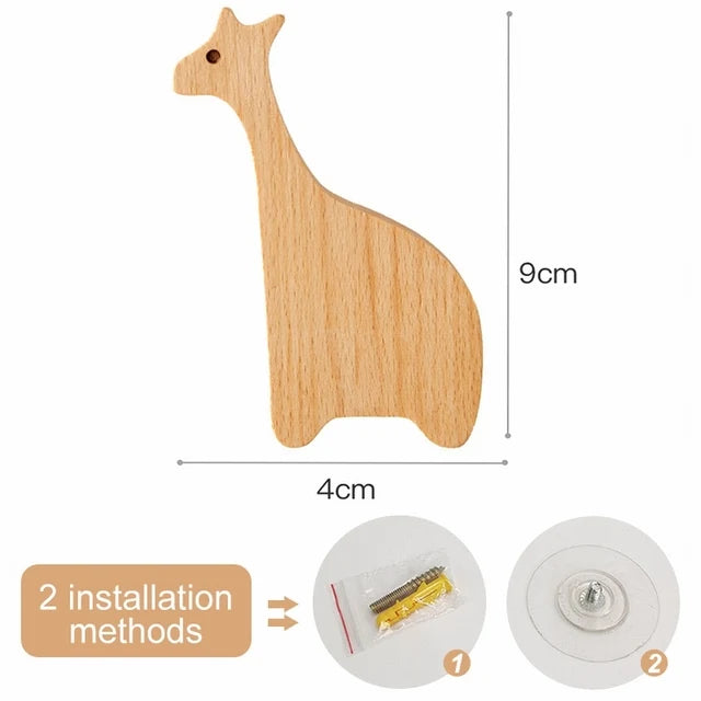 Cute Animal Wooden Hooks for Room Decor