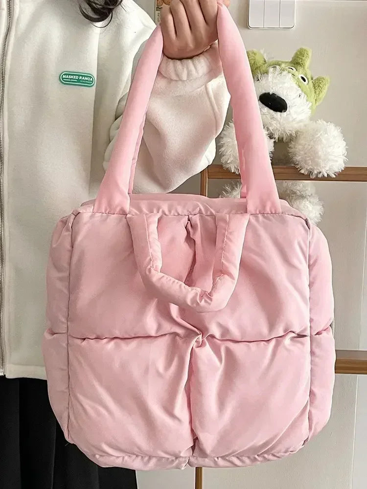 Women’s Retro Quilted Shoulder Bag Soft Tote Handbags