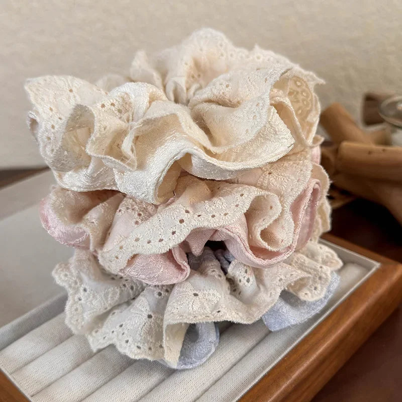 Coquette Cloud Petal Lace Scrunchie