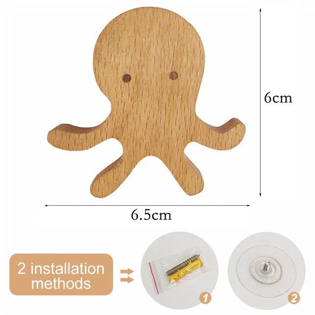 Cute Animal Wooden Hooks for Room Decor