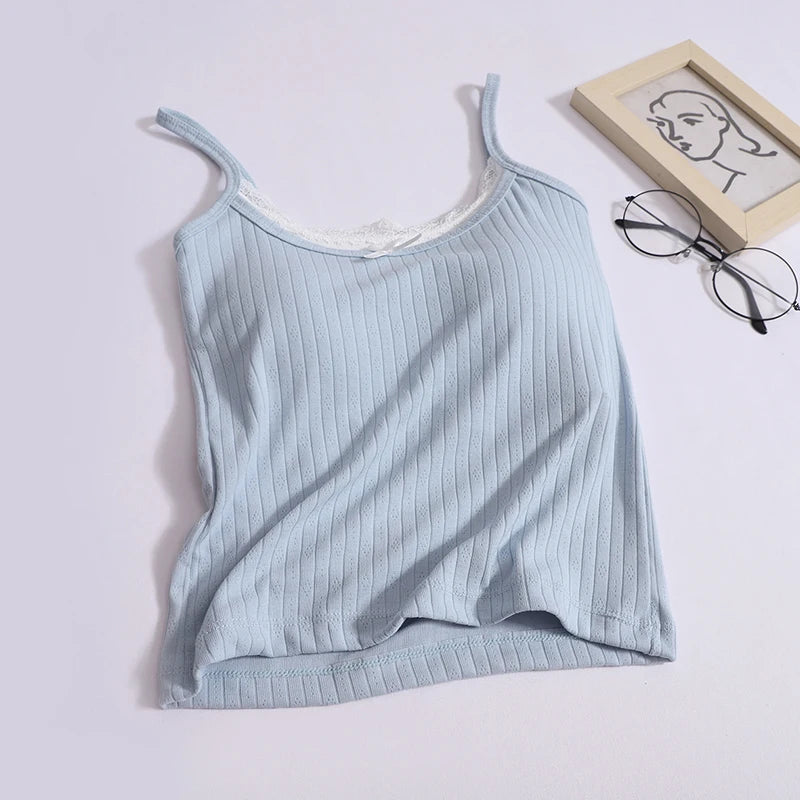 Coquette Sweet Lace Bow Knitted Tank Top