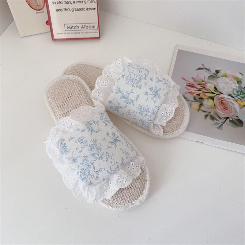 Coquette Pink Picnic Lace Slippers