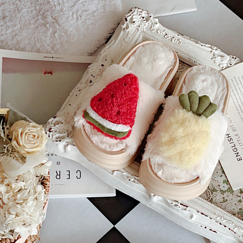 Coquette Fluffy Bunny & Strawberry Slippers