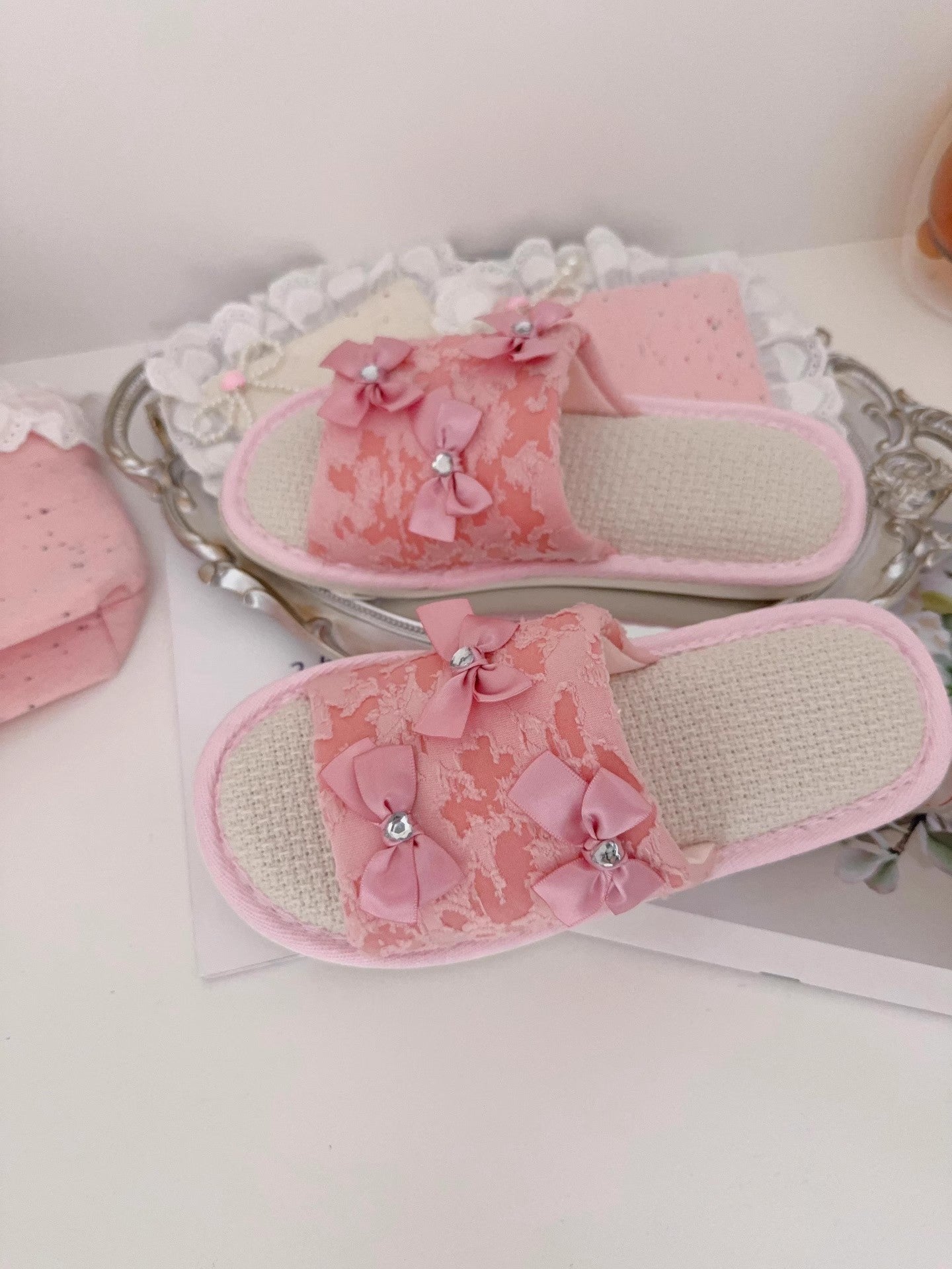 Coquette Fairy Bow Lace Slippers