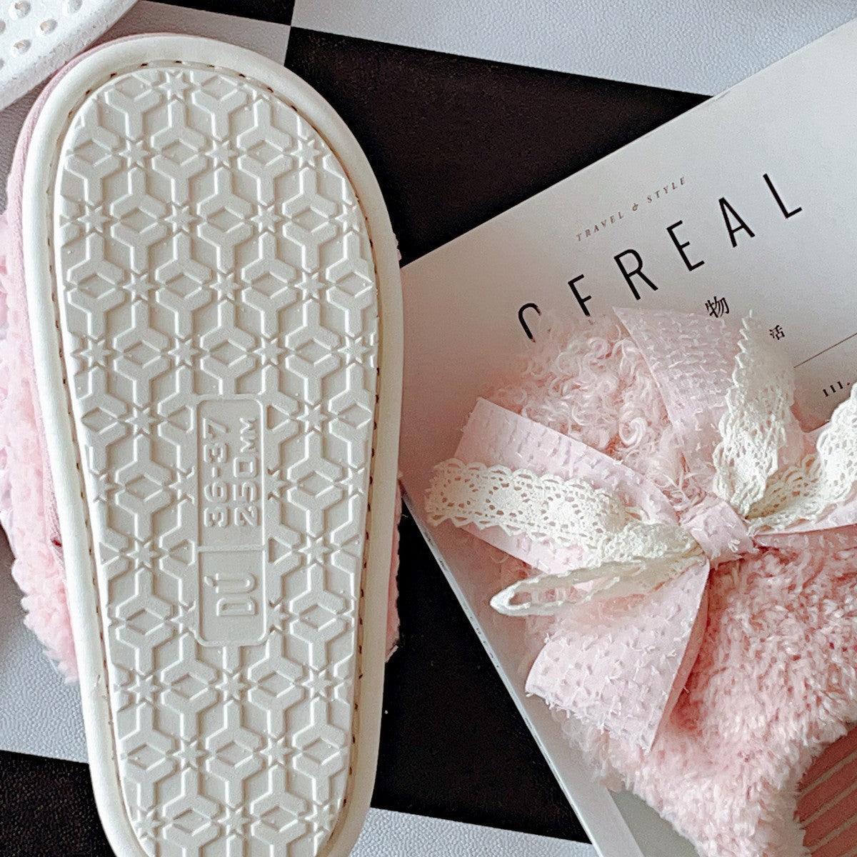 Coquette Under Cotton Ribbons the World Softens Slippers
