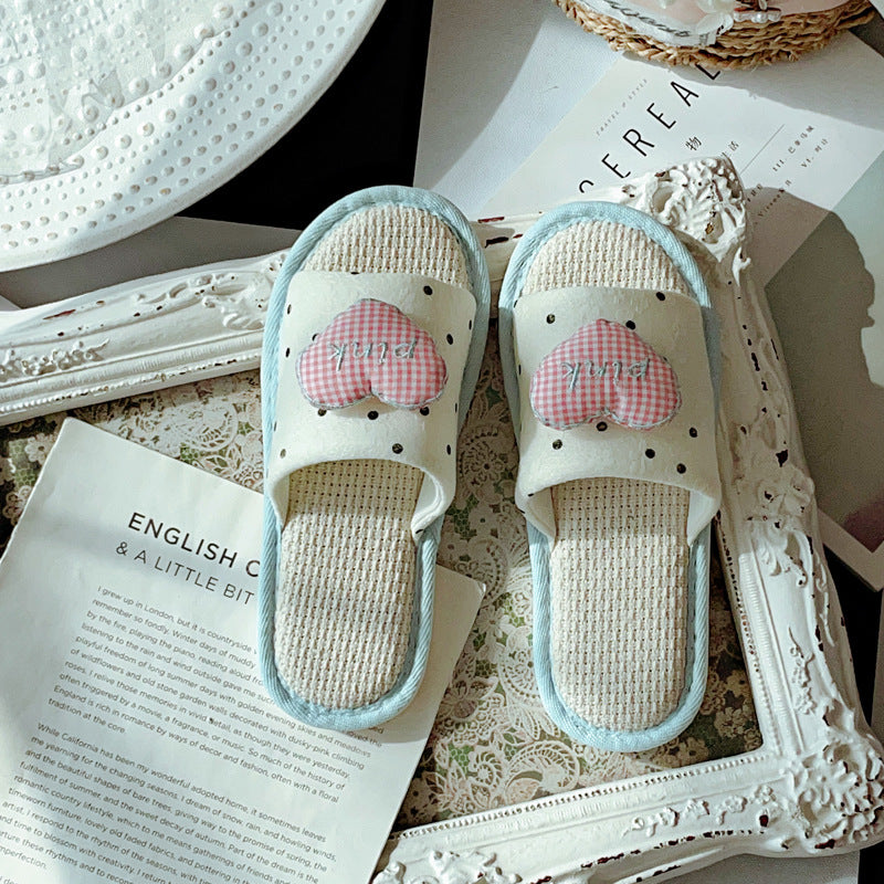 Coquette Candy Hearts in Blue Dawn Slippers