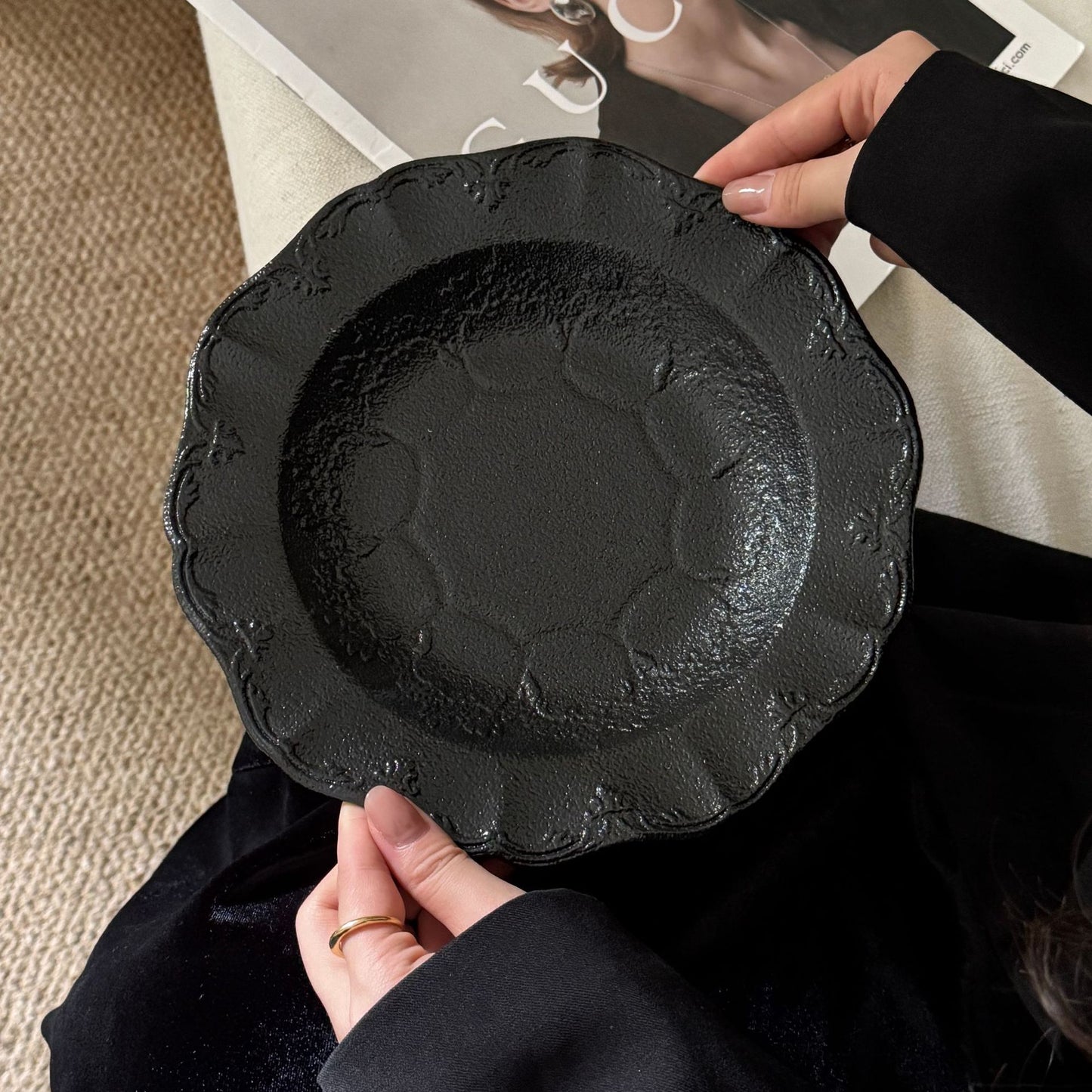 Dark Coquette Noir Ruffle Tableware Set