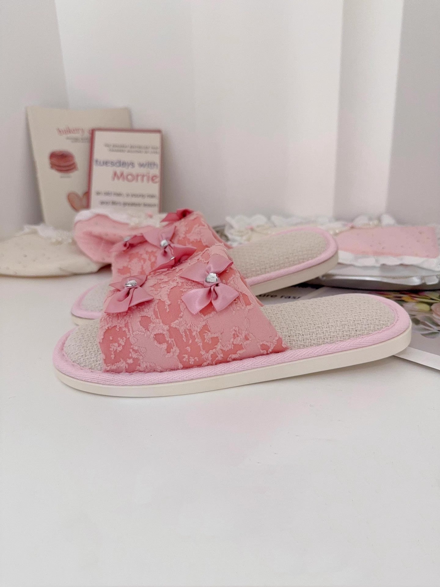 Coquette Fairy Bow Lace Slippers