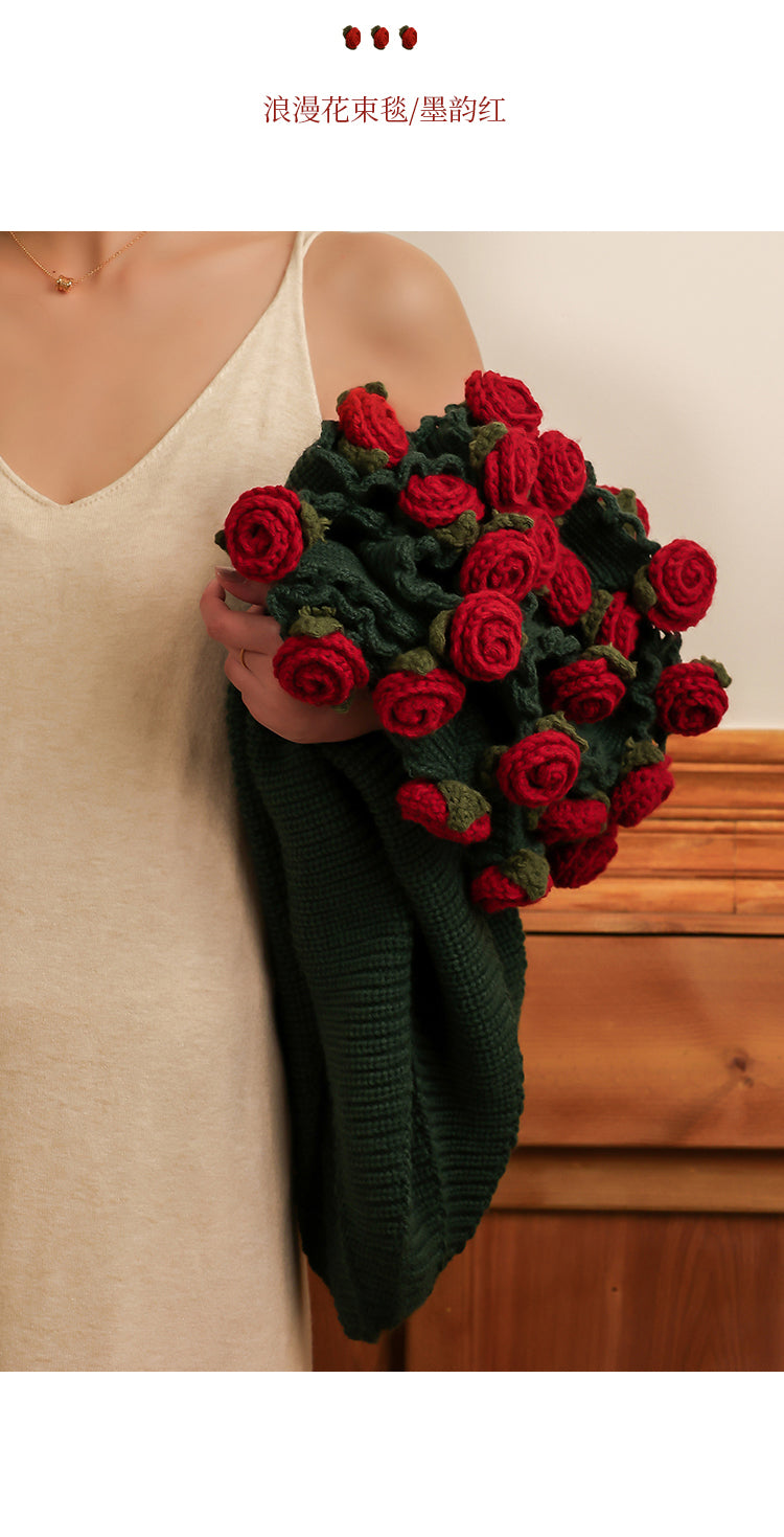 Coquette Enchanted Floral Knit Blanket
