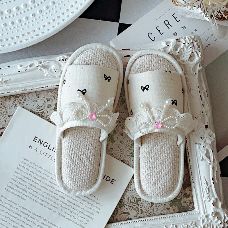 Coquette Pearls, Love, and Little Bows Slippers