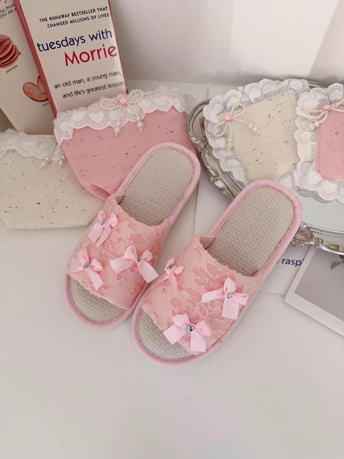 Coquette Fairy Bow Lace Slippers