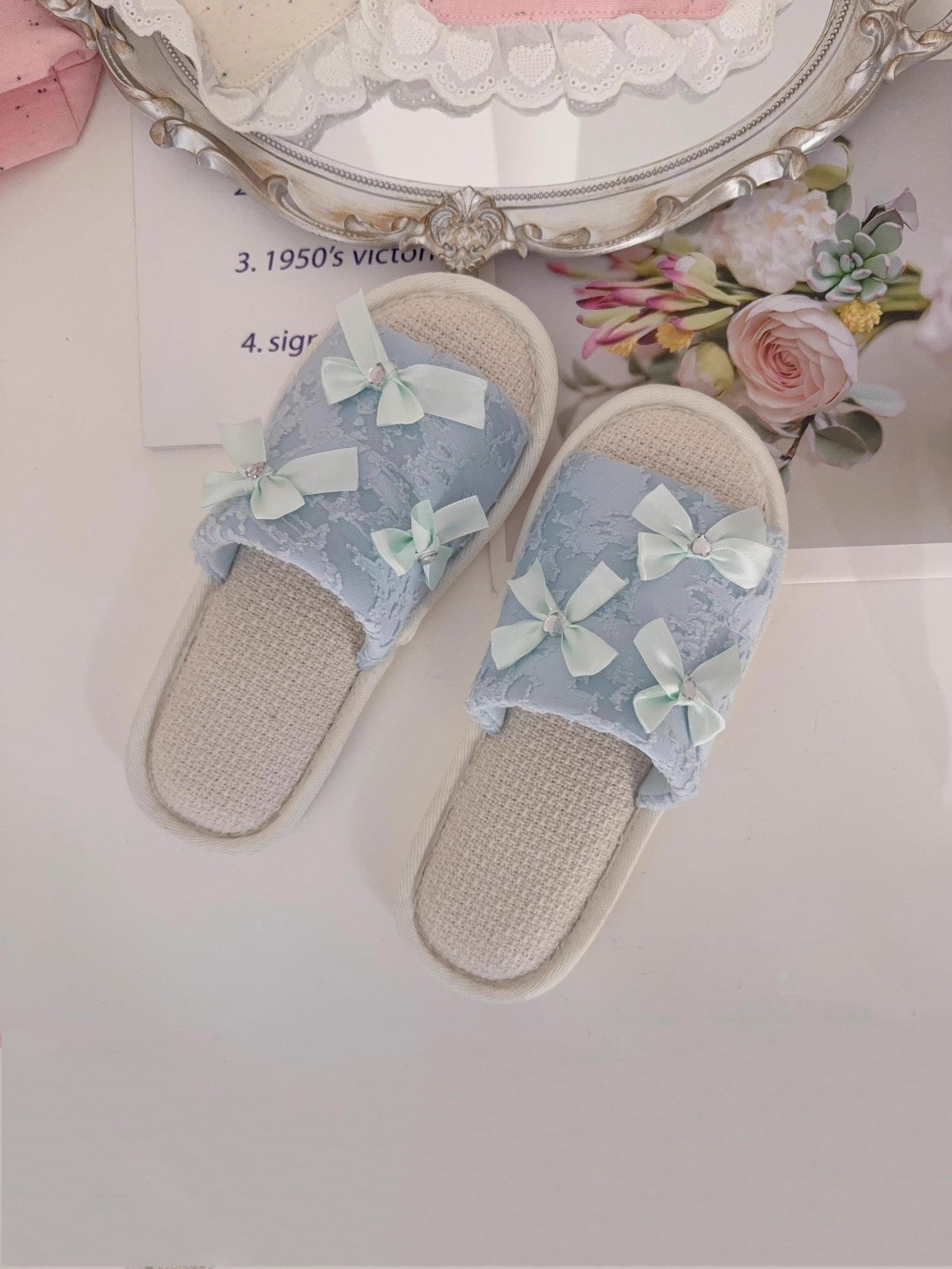 Coquette Fairy Bow Lace Slippers