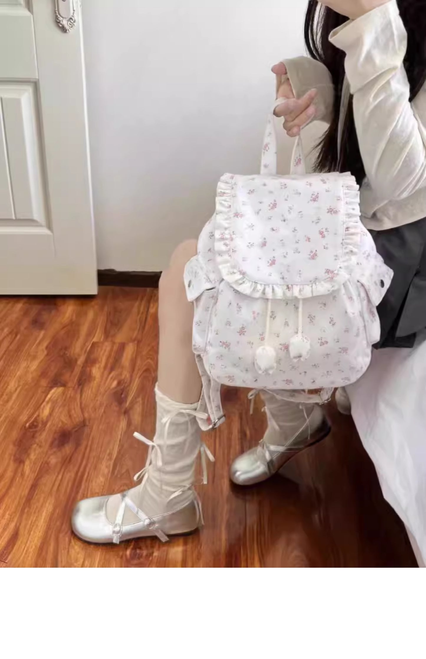 Coquette Charm of Floral Whispers and Ruffled Elegance Backpack