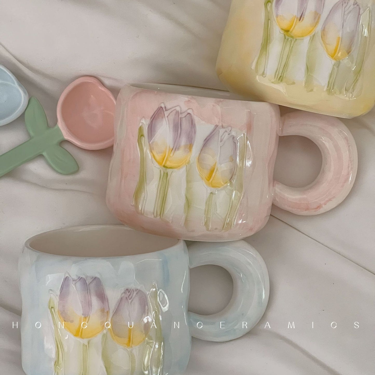 Coquette Enchanted Garden Tulip Mug & Petal Spoon Set