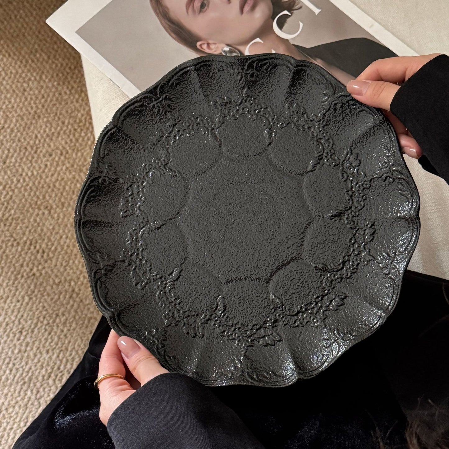 Dark Coquette Noir Ruffle Tableware Set