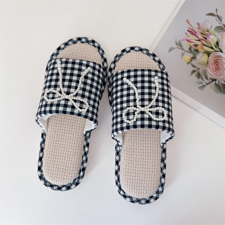 Coquette Pearls on a Gingham Day Slippers