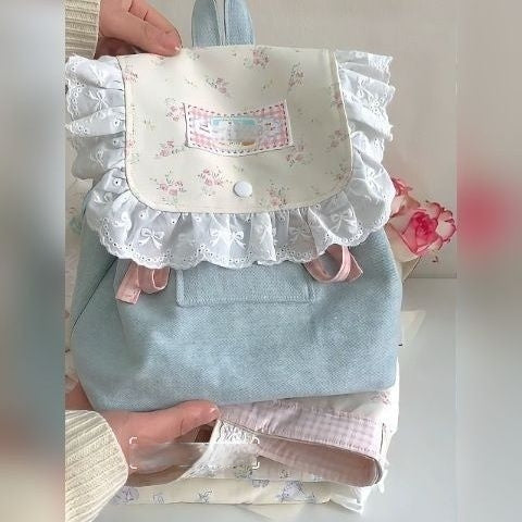 Coquette Charm of Floral Ruffles in a Delightful Backpack