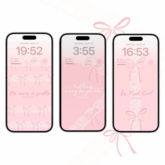 4. Coquette Pink Bow Wallpaper Set with Inspirational Quotes
