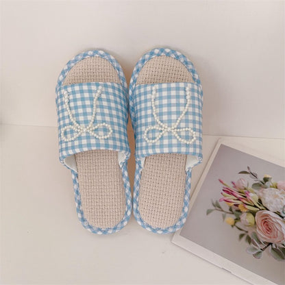 Coquette Pearls on a Gingham Day Slippers