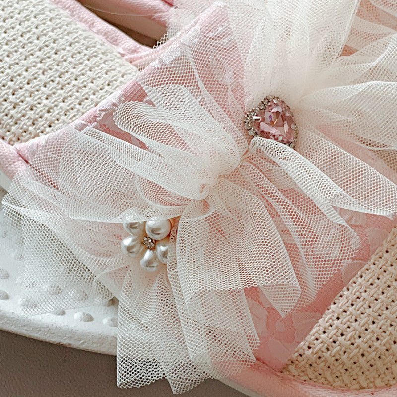 Coquette Where Pink Gems Greet the Day Slippers