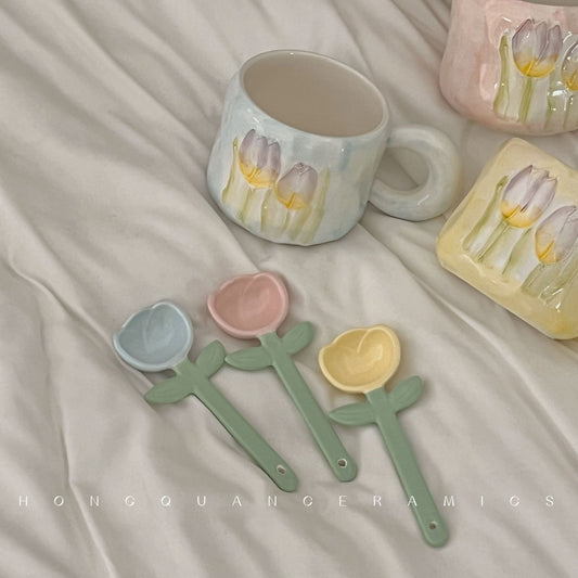 Coquette Enchanted Garden Tulip Mug & Petal Spoon Set
