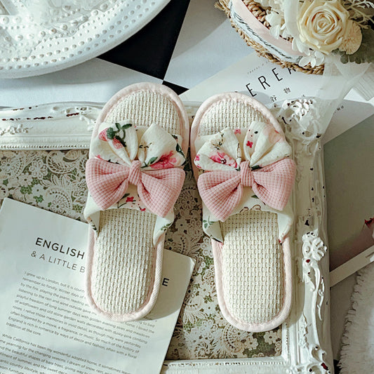 Coquette When Blossoms Sway With Pink Ribbons Slippers