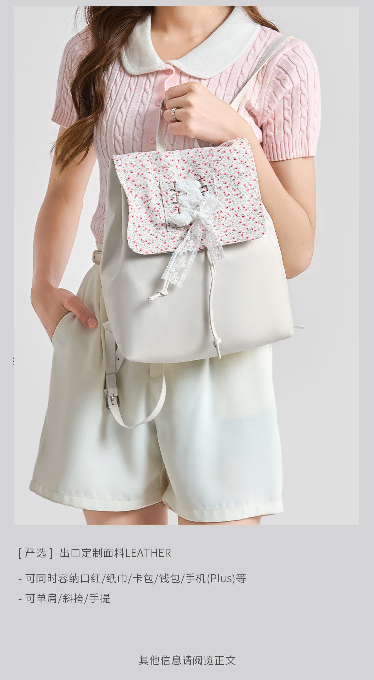 Coquette Elegance with Floral Lace and Ribbons Backpack