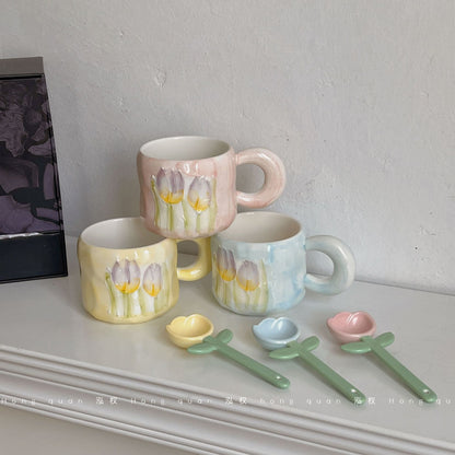 Coquette Enchanted Garden Tulip Mug & Petal Spoon Set