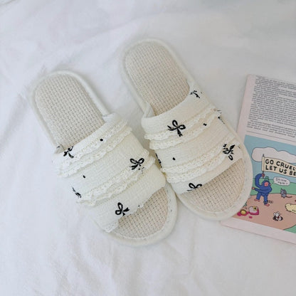 Coquette Polka Dot Ruffles and Midnight Bows Slippers