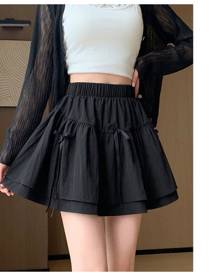 Coquette Playful Lace Trim Ruffle Mini Skirt