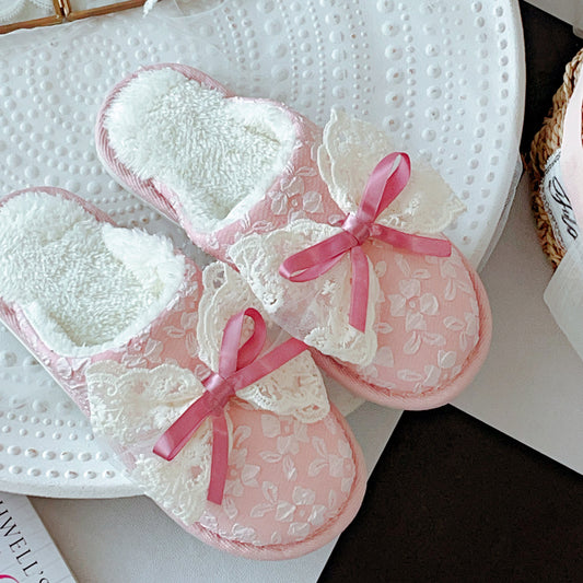 Coquette Where Petals Dream & Ribbons Dance Cotton Slippers