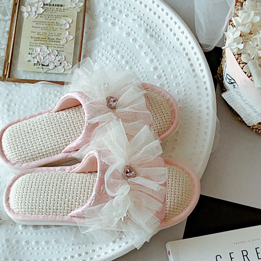 Coquette Where Pink Gems Greet the Day Slippers