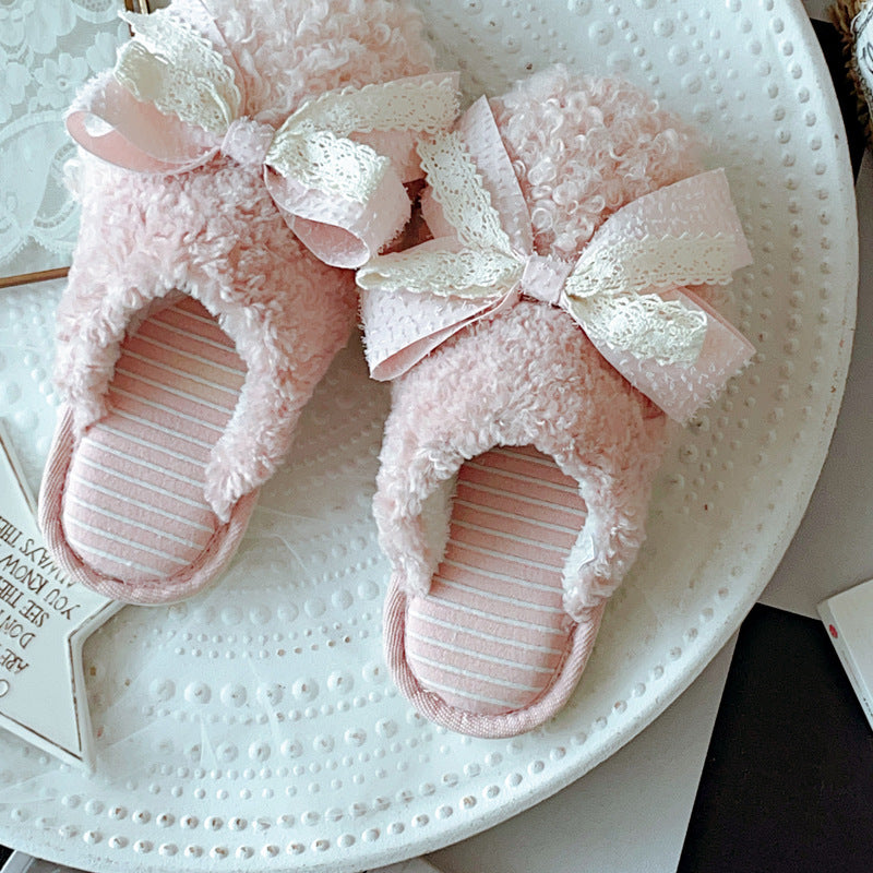 Coquette If Ribbons Dream in Lace Cotton Slippers