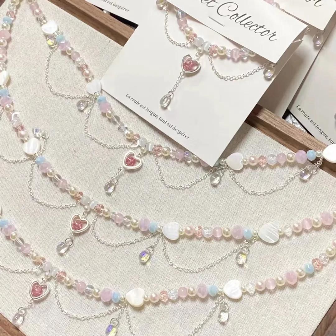 Coquette Pastel Heart Layered Necklace