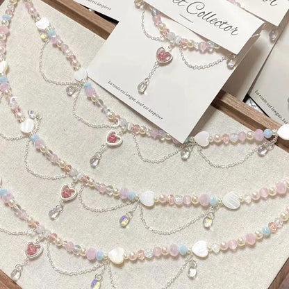 Coquette Pastel Heart Layered Necklace